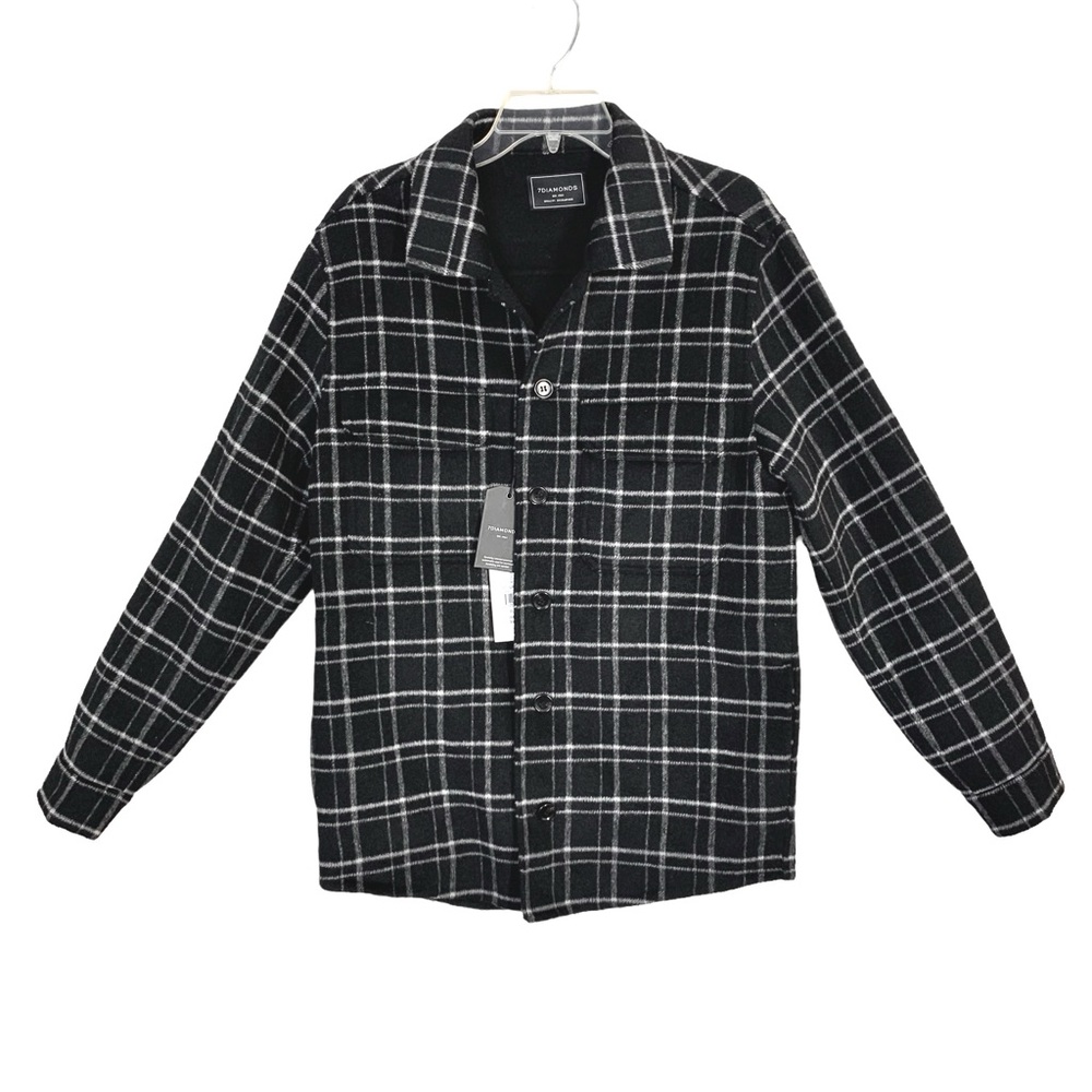 7 Diamonds Men’s Dunbar Shirt Jacket With Pockets Black Size Small
